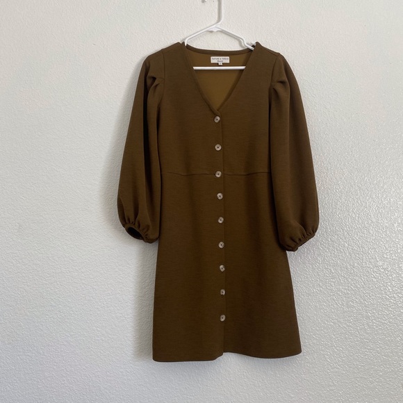 MADEWELL ARMY GREEN BUTTON DOWN DRESS - Picture 2 of 6